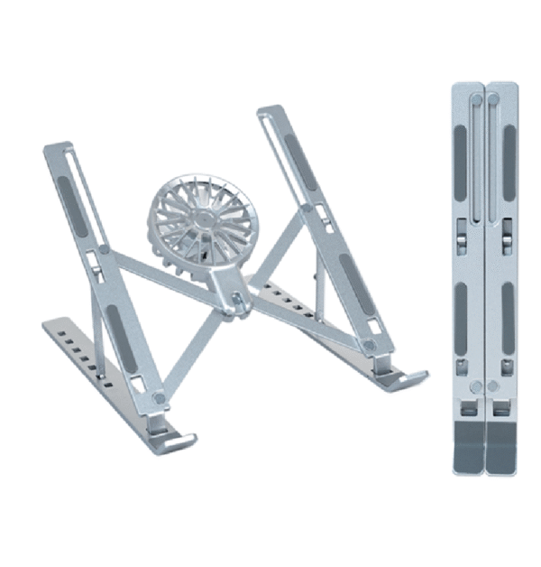 7-Level Adjustable Aluminium fan laptop stand-Silver