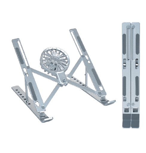 7-Level Adjustable Aluminium fan laptop stand-Silver