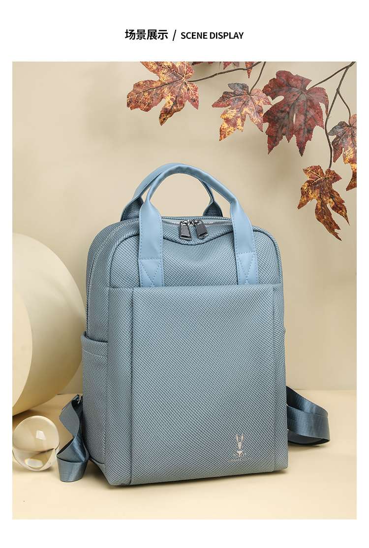 Celmart Bunny Charm Casual Backpack_Dusty_Blue